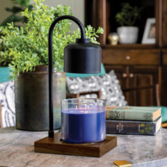 Fluted Glass Black Candle Warmer Lamp